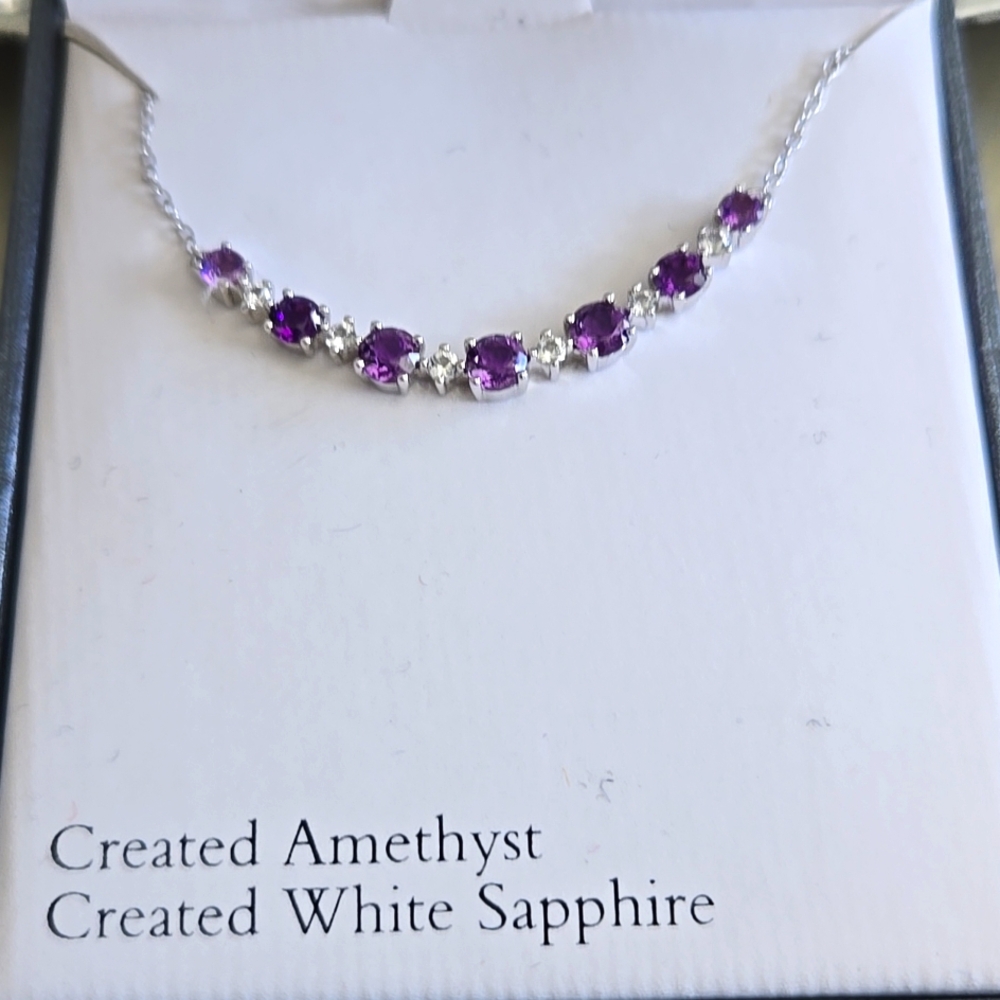 STERLING SILVER AND AMETHYST NECKLACE - Picture 2 of 11